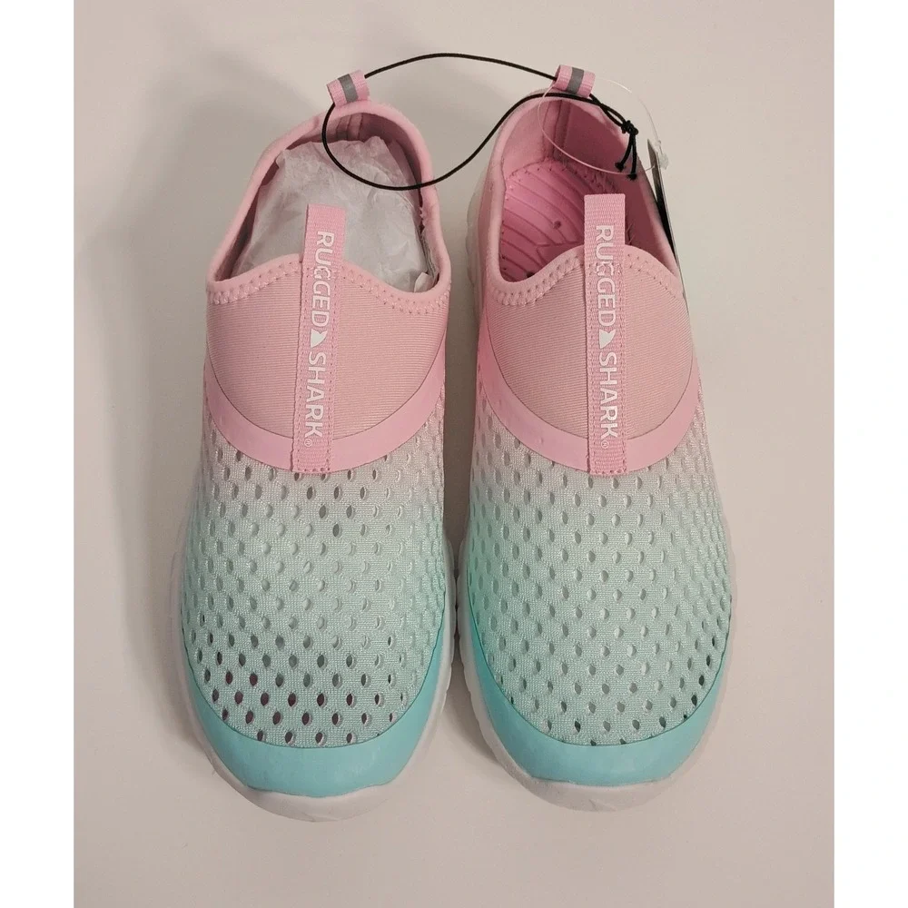Women's Size 5 Rugged Shark Water Shoes Pink Teal Pretty‎ Water Shoes NWT